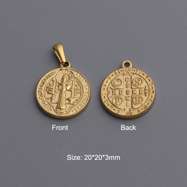 Stainless Steel Virgin Mary Charm Gold
