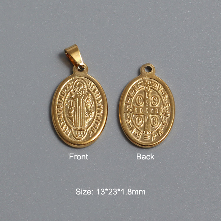 Stainless Steel Virgin Mary Charm Gold