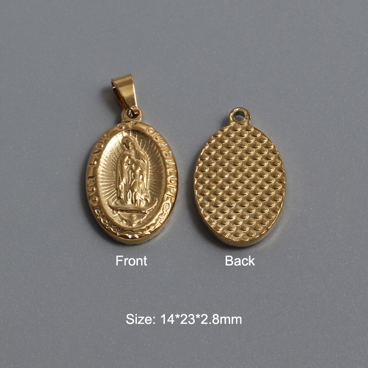 Stainless Steel Virgin Mary Charm Gold