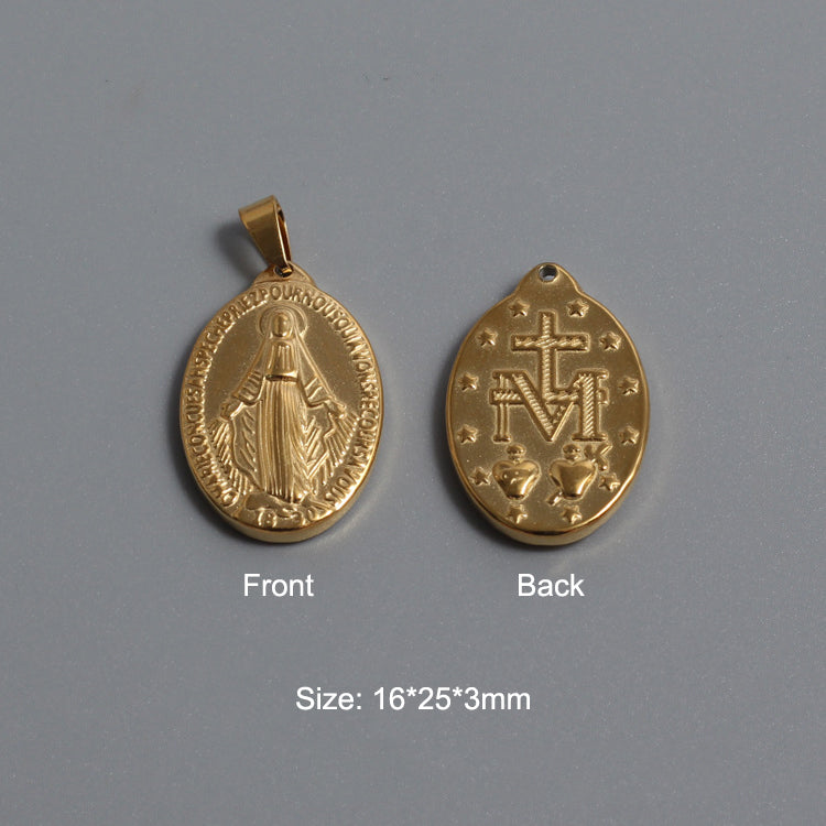 Stainless Steel Virgin Mary Charm Gold