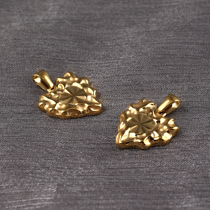 Stainless Steel Water Texture Heart Charm Gold