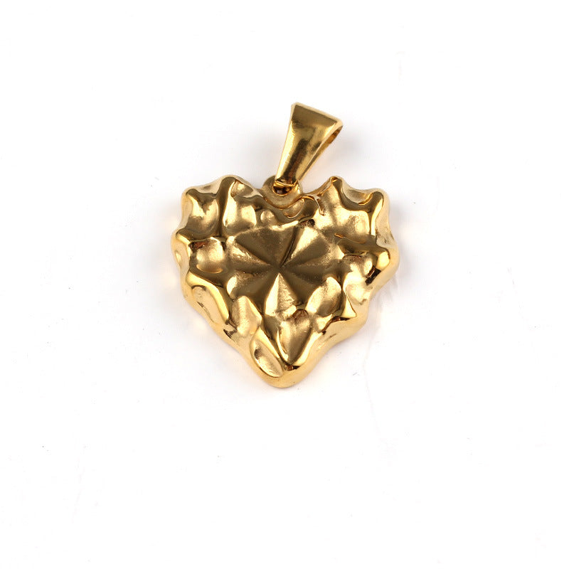 Stainless Steel Water Texture Heart Charm Gold