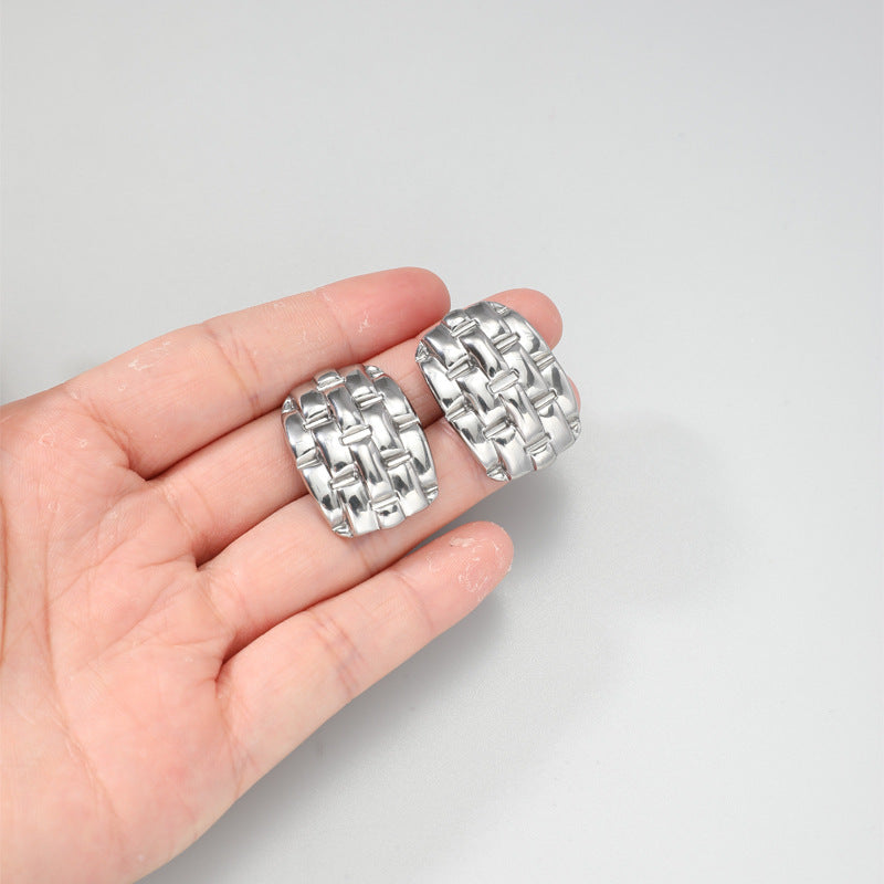 Stainless Steel Wheat Texture Earrings