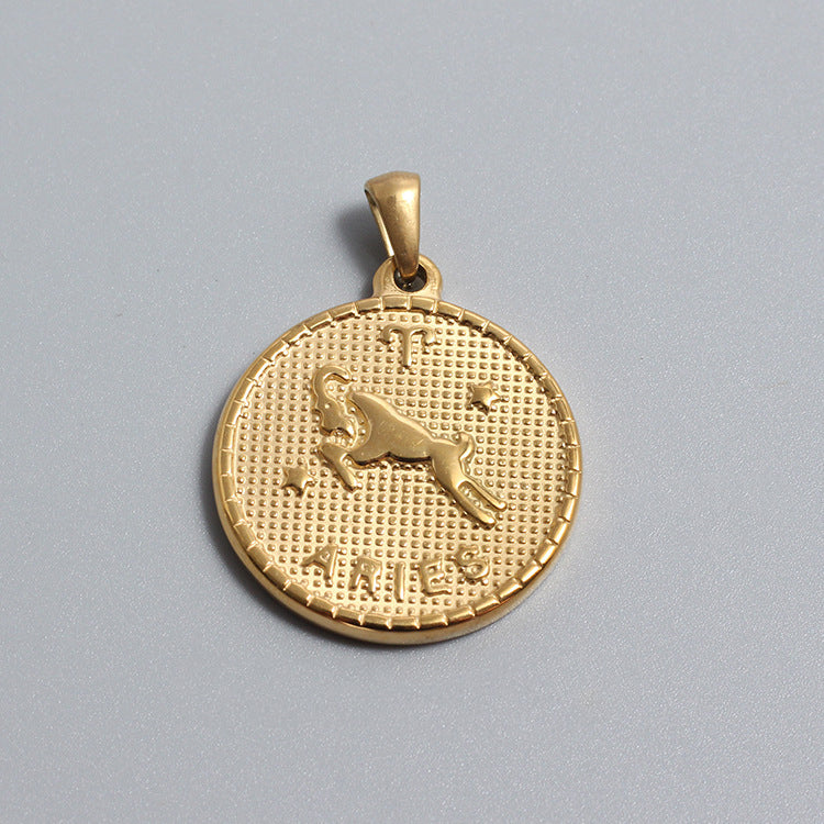 Stainless Steel Zodiac Charms Gold Silver