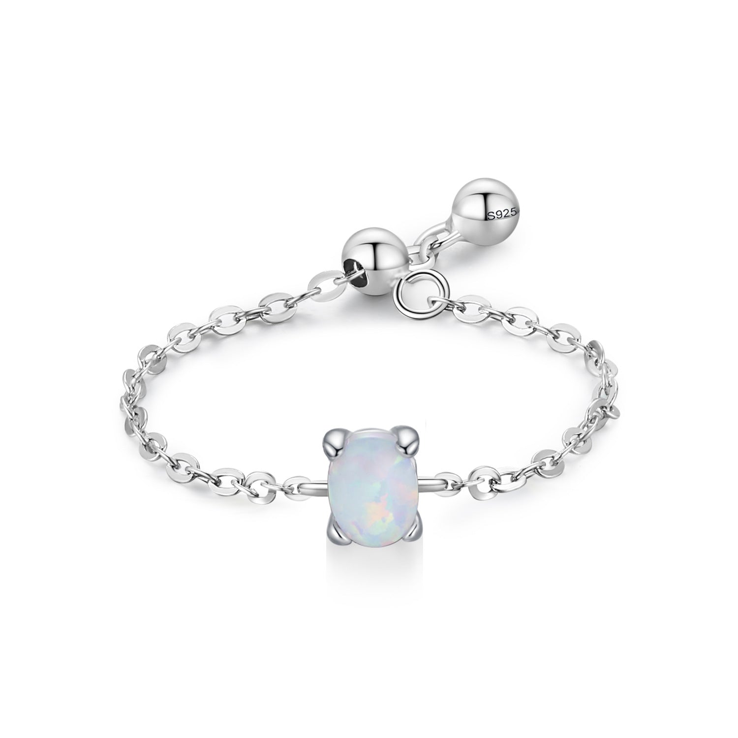 Sterling Silver Birthstone Cable Chain Ring