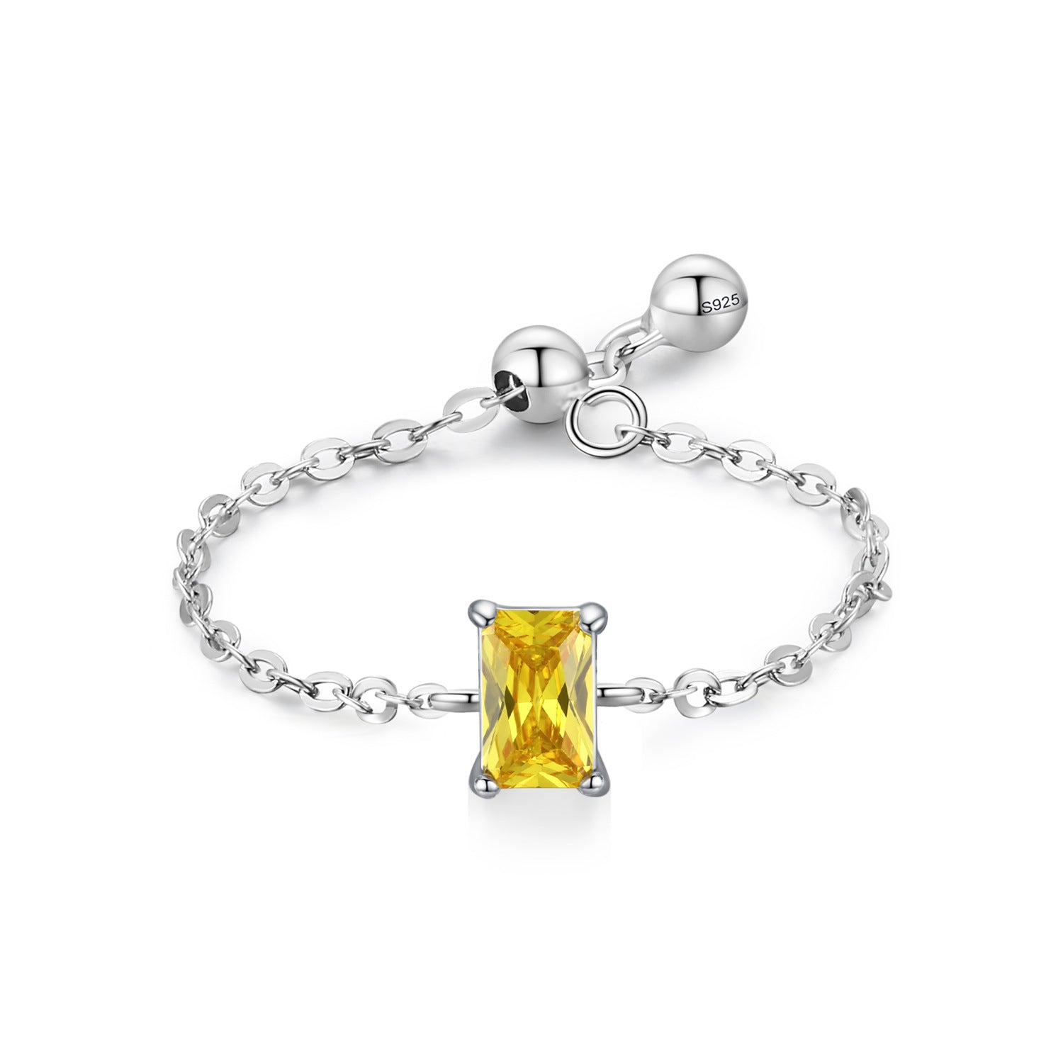 Sterling Silver Birthstone Cable Chain Ring