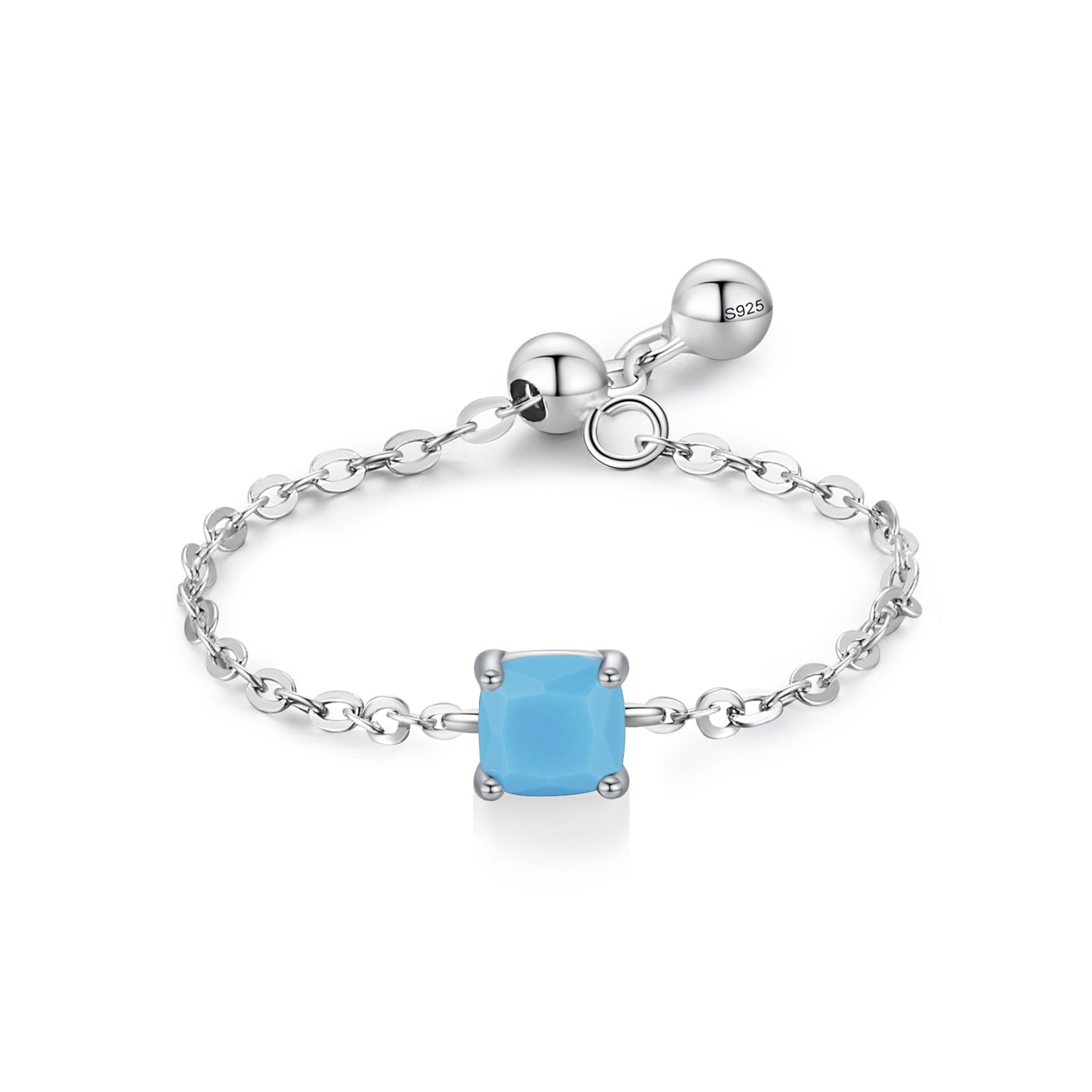 Sterling Silver Birthstone Cable Chain Ring