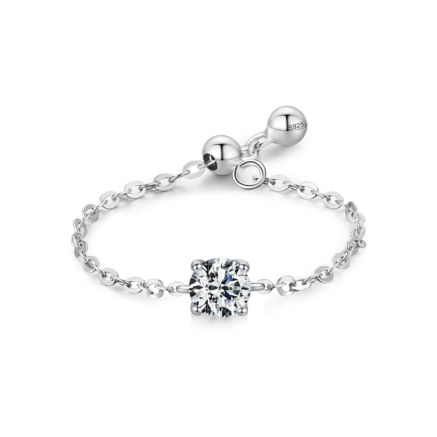 Sterling Silver Birthstone Cable Chain Ring