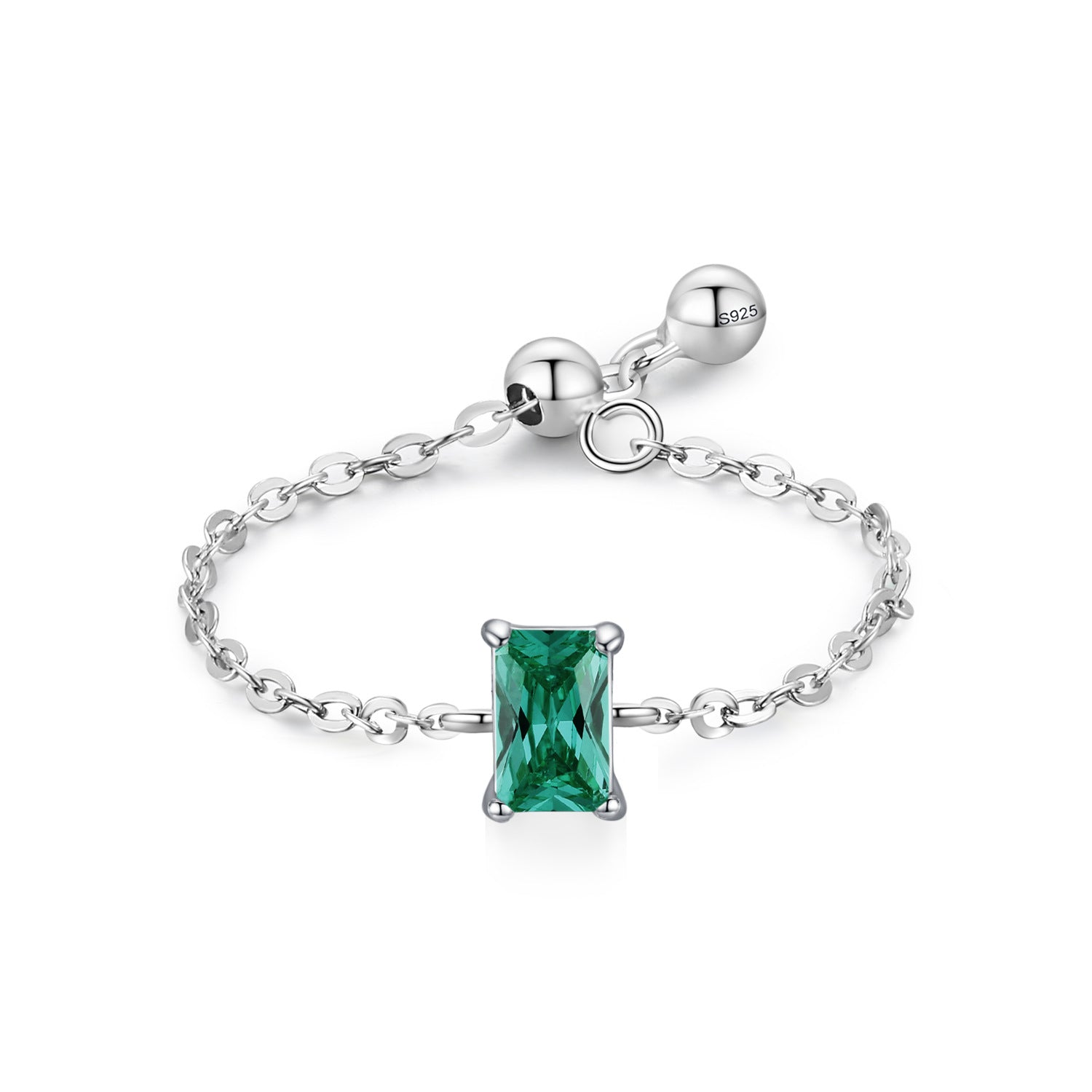 Sterling Silver Birthstone Cable Chain Ring