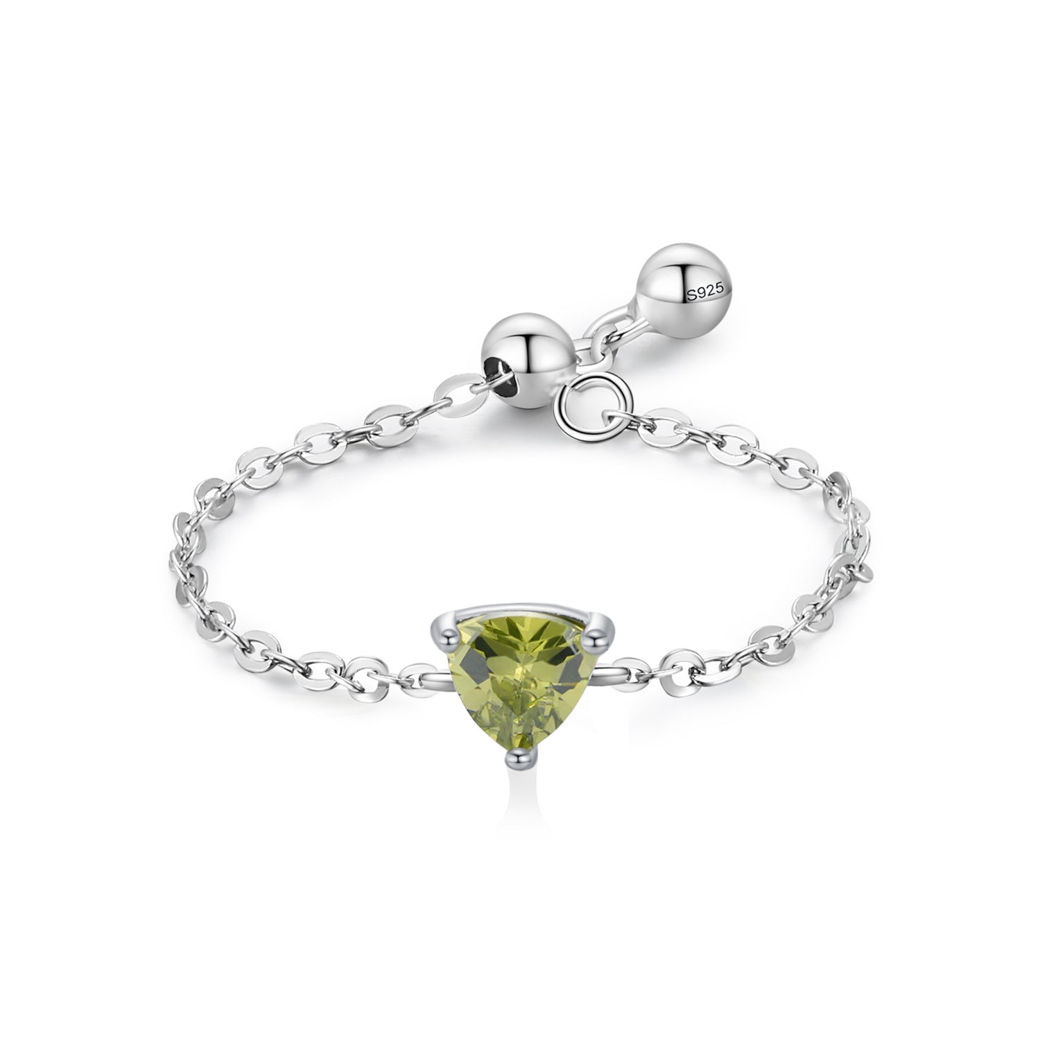 Sterling Silver Birthstone Cable Chain Ring