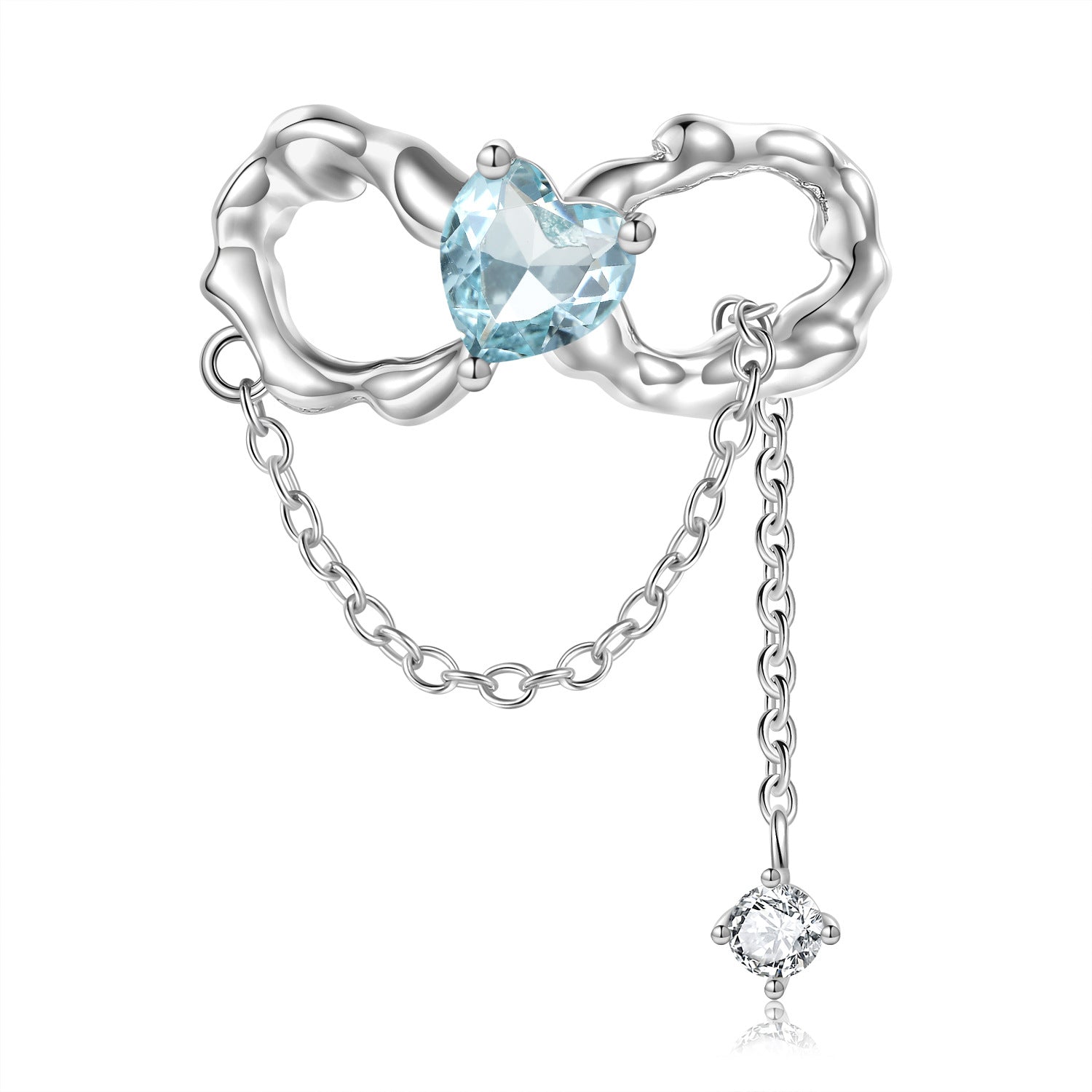 Sterling Silver Heart And Bow Birthstone Charm