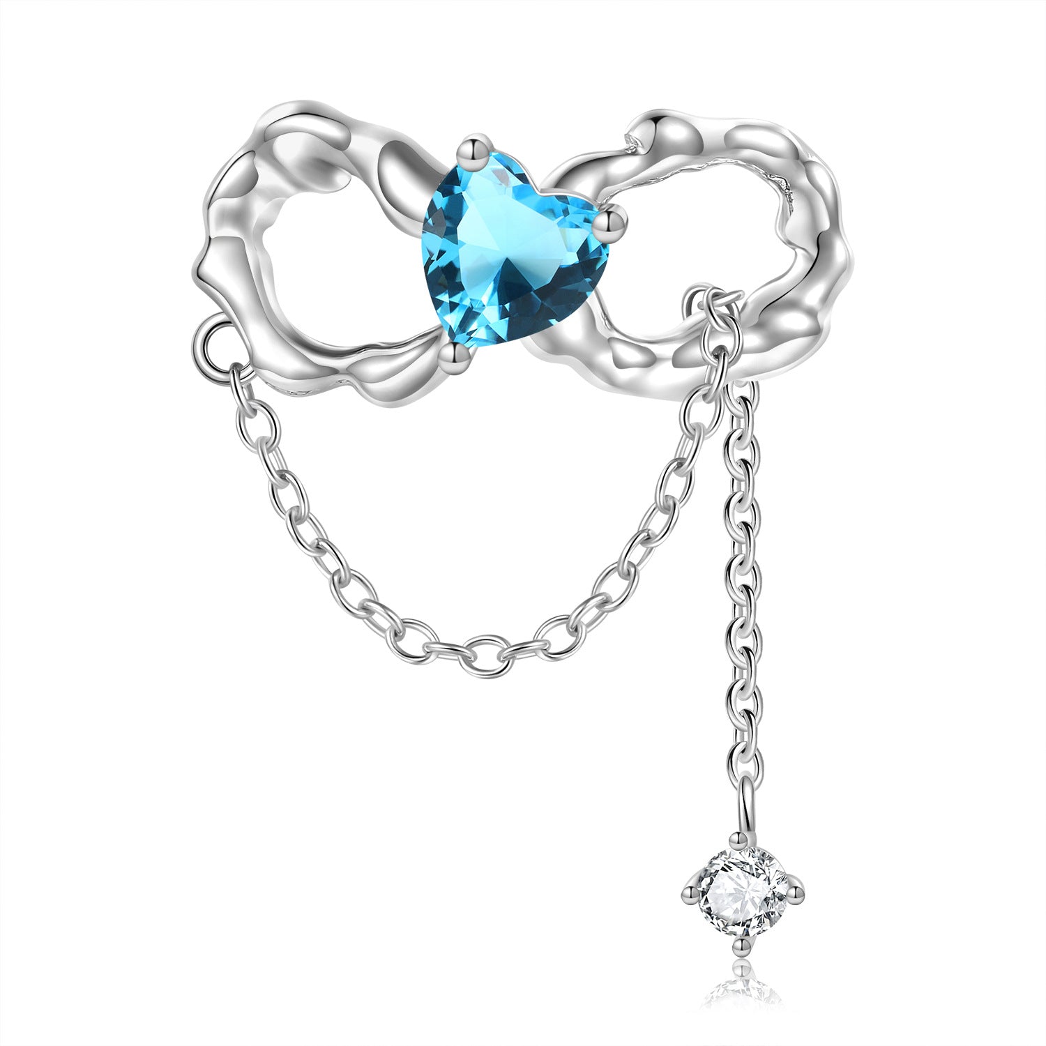 Sterling Silver Heart And Bow Birthstone Charm