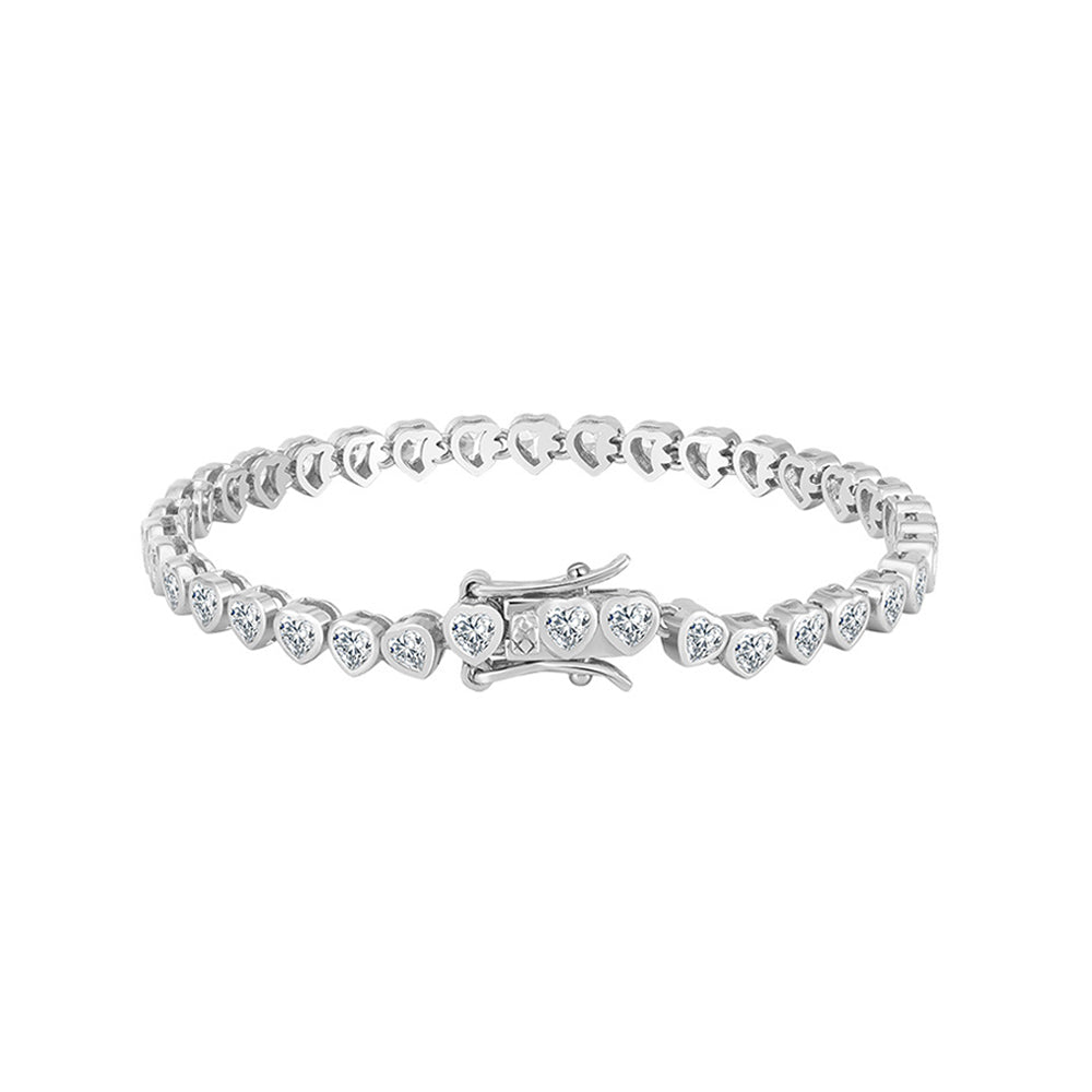 Sterling Silver Heart Tennis Bracelet