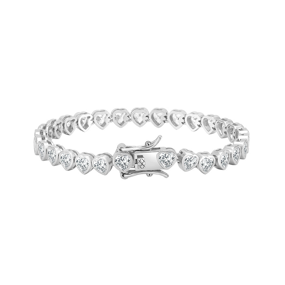 Sterling Silver Heart Tennis Bracelet