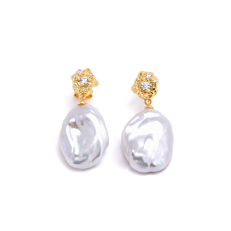 Sterling Silver Natural Baroque Pearl Earrings