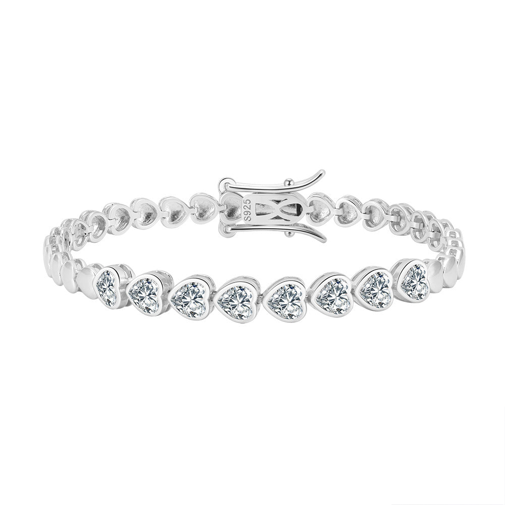 Sterling Silver 5mm Heart Tennis Bracelet