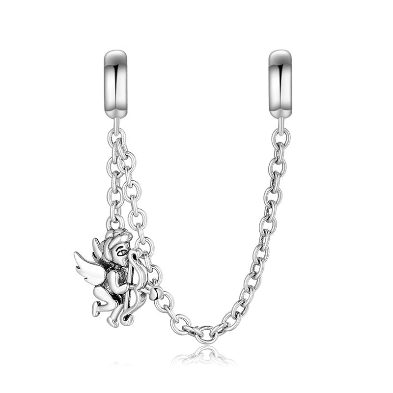 A sterling silver hanging angle safety chain