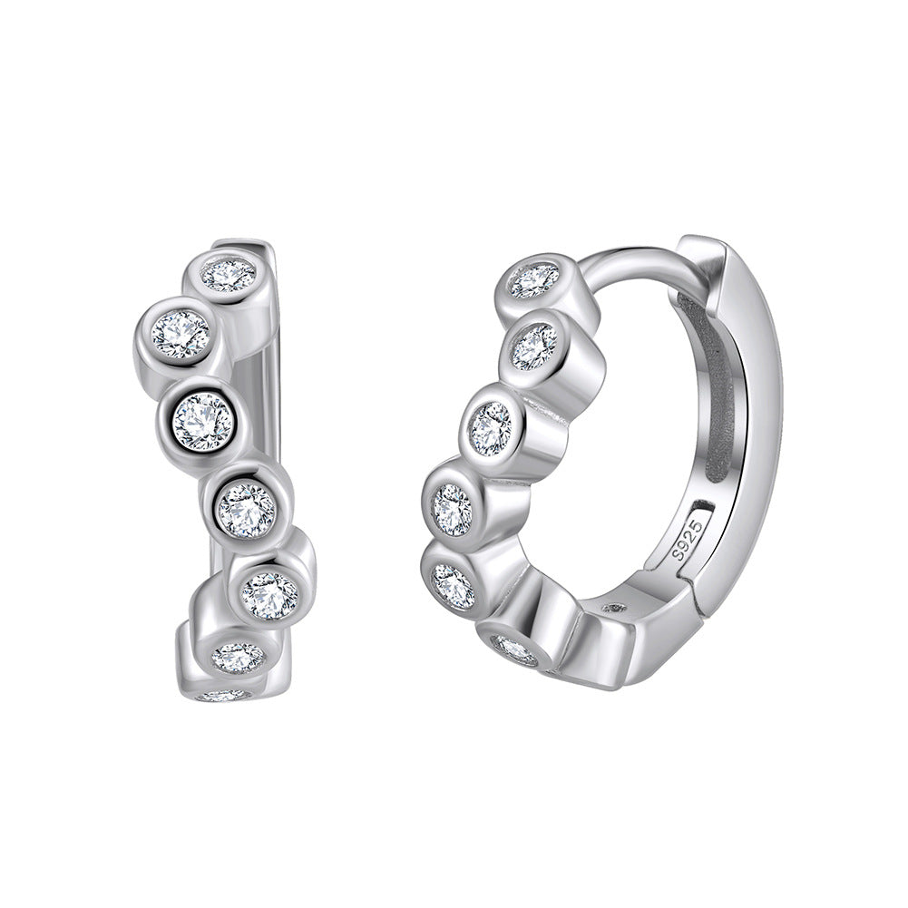 Sterling Silver Bending Bezel Huggie Earrings