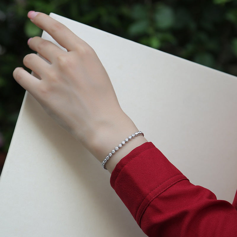 Sterling Silver Moissanite Bezel Bubble Tennis Bracelet