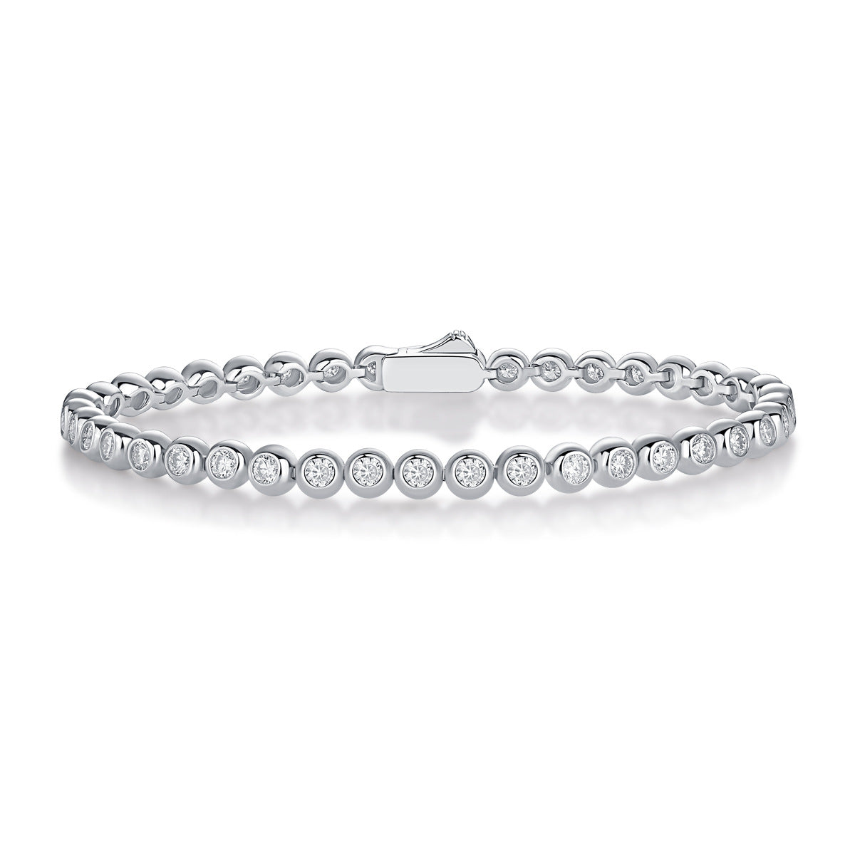 Sterling Silver Moissanite Bezel Bubble Tennis Bracelet
