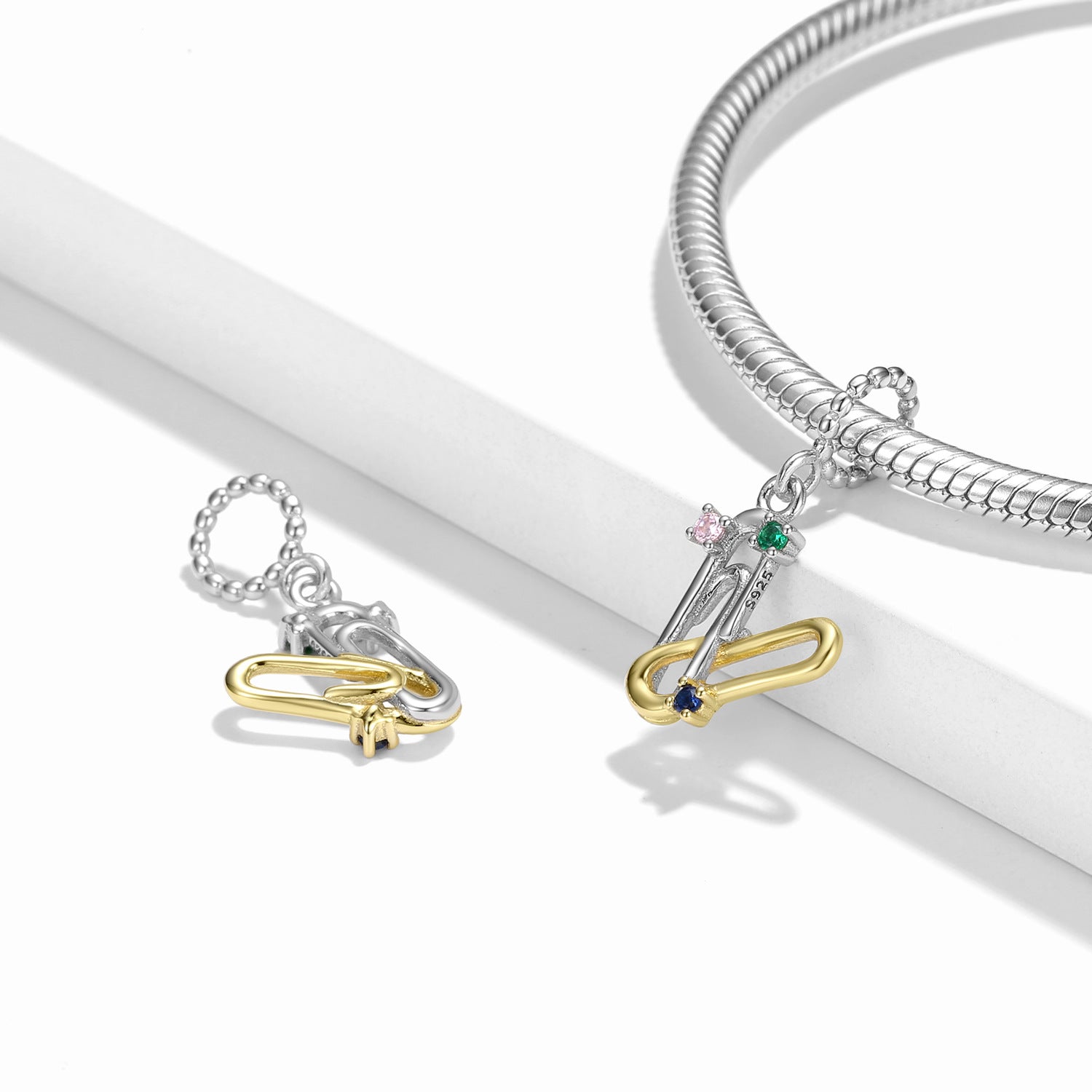 Sterling Silver Bi-Colored Paper Clip Charm