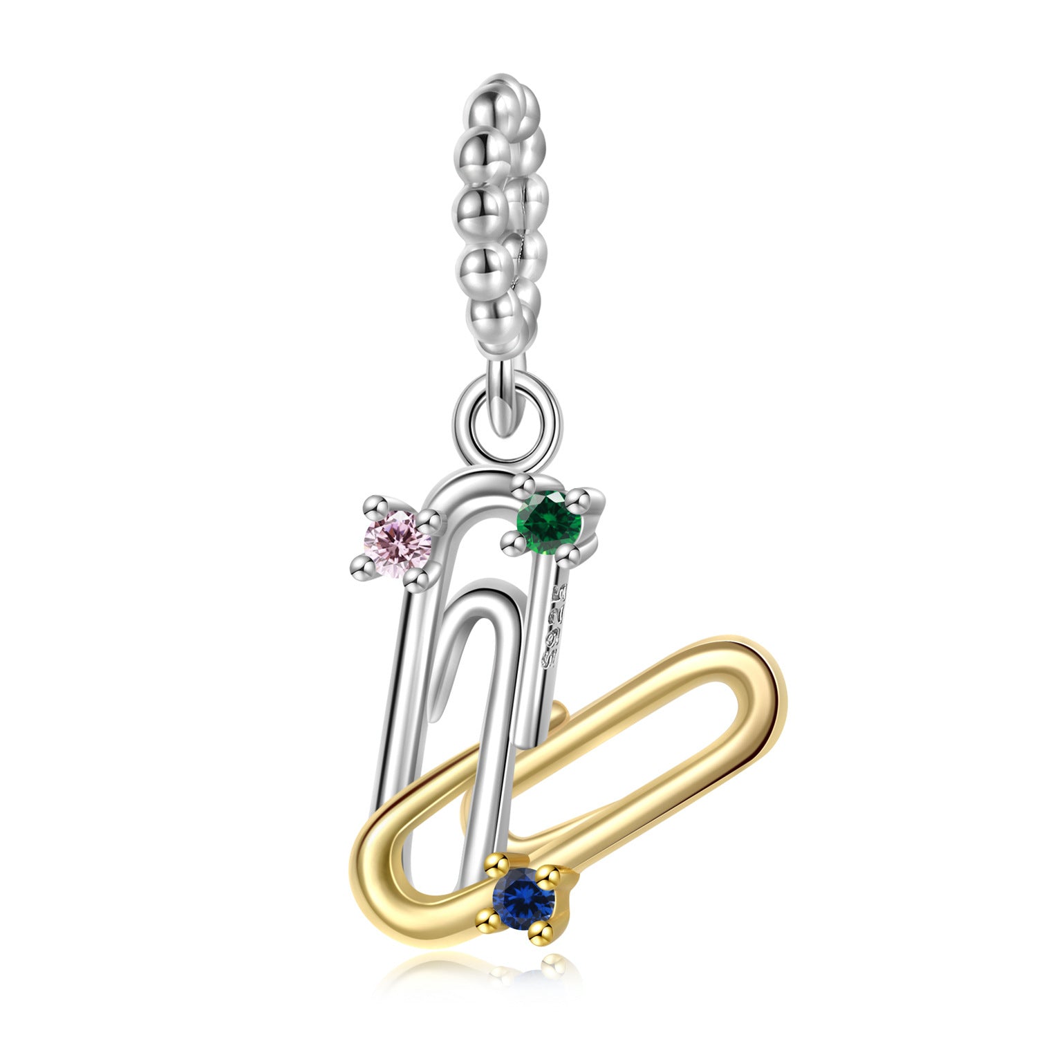 Sterling Silver Bi-Colored Paper Clip Charm