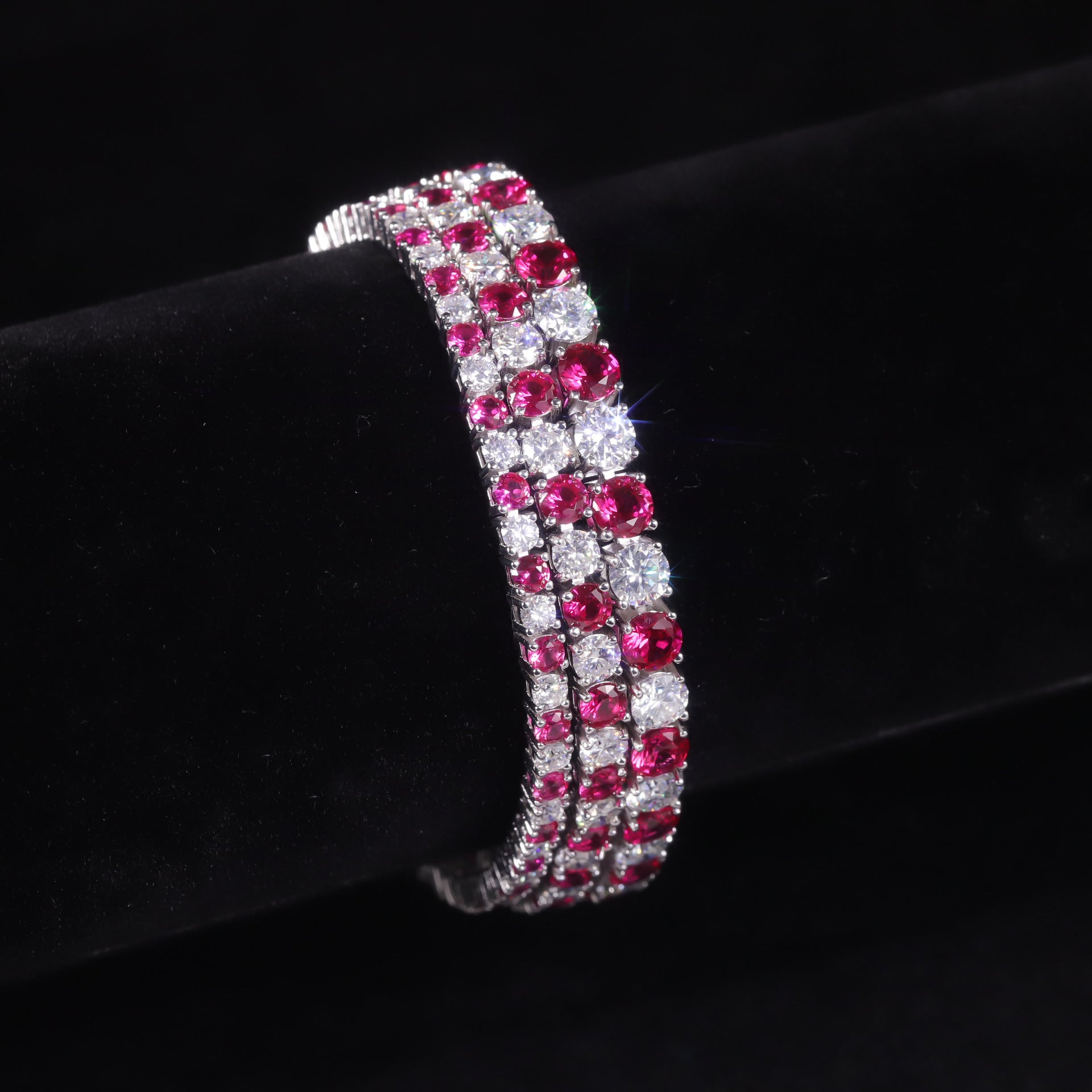 Ruby moissanite tennis bracelets in different widths. 3/4/5mm width.