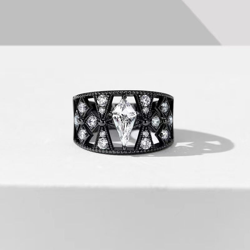 Sterling Silver Black Lace Vintage Ring