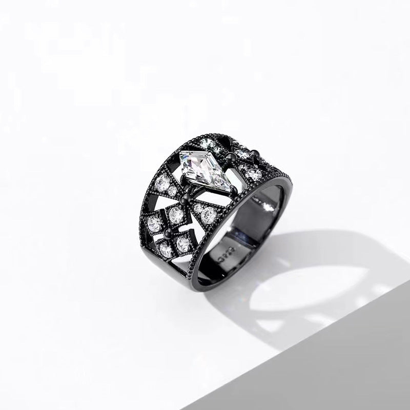 Sterling Silver Black Lace Vintage Ring