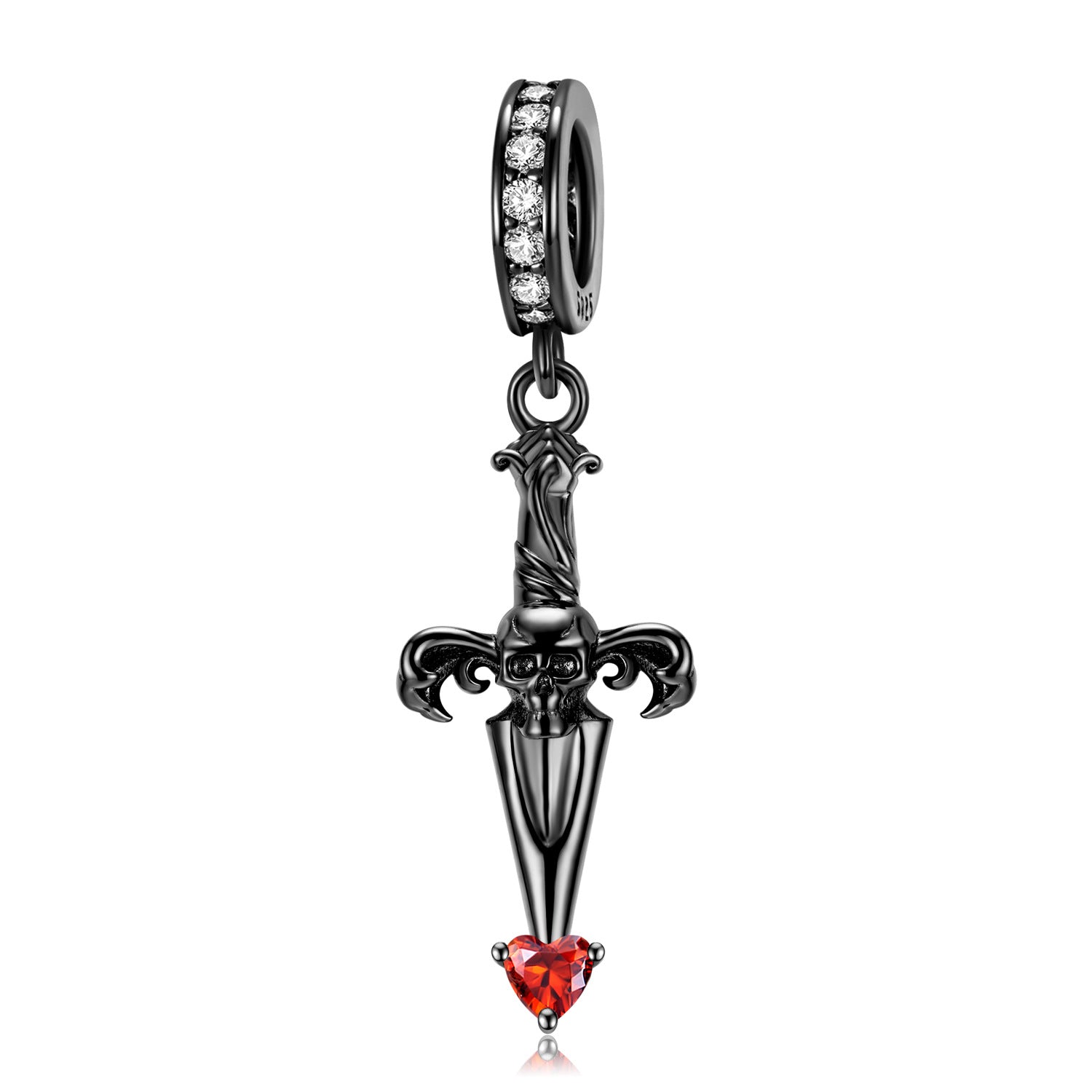 Sterling Silver Black Sword Charm