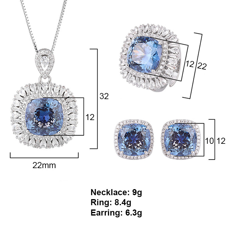 Blue Sapphire Zirconia Cocktail Jewelry Set