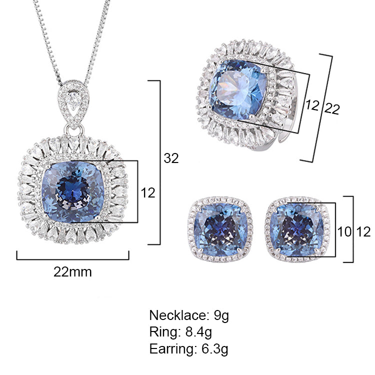Blue Sapphire Zirconia Cocktail Jewelry Set