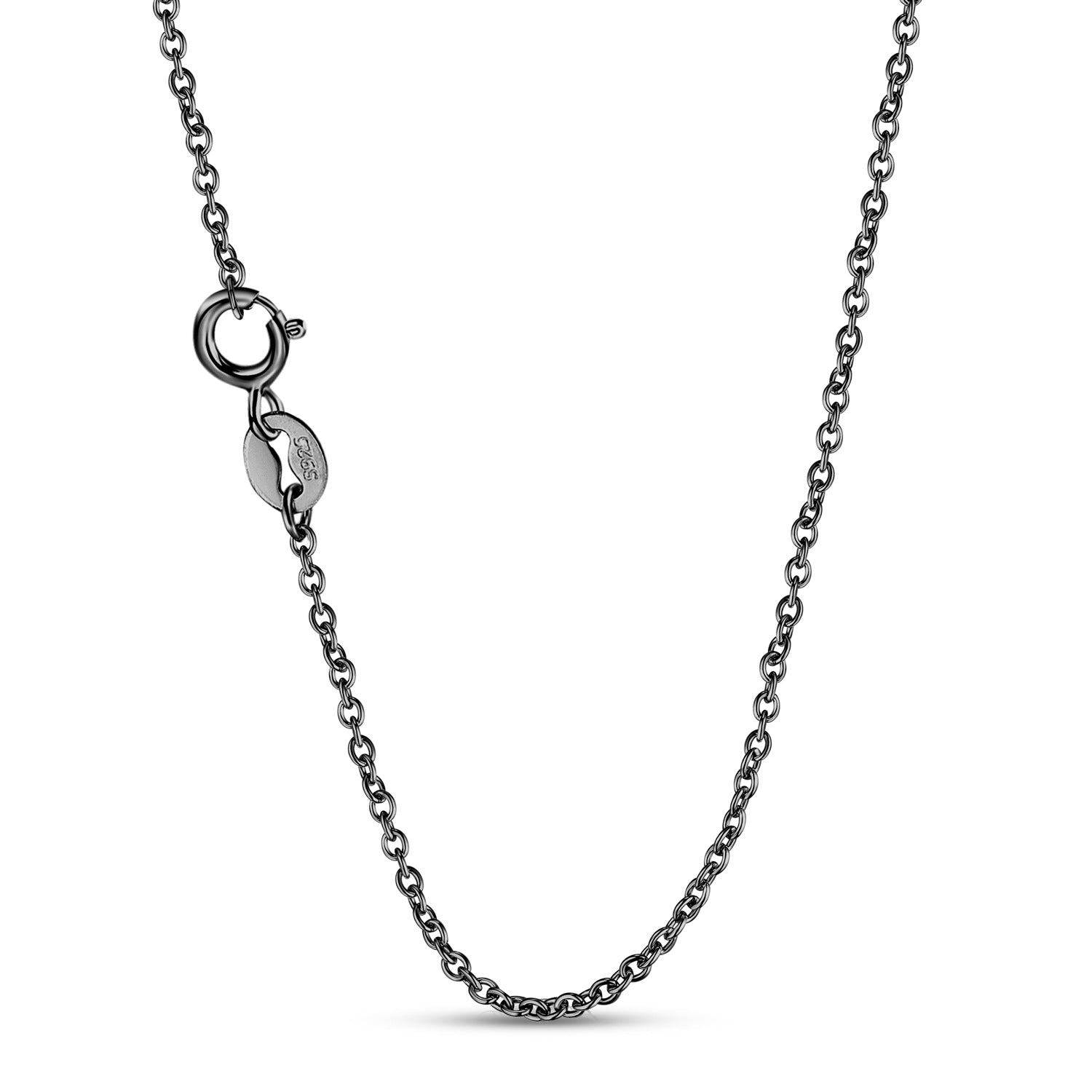 A sterling silver cable chain necklace black