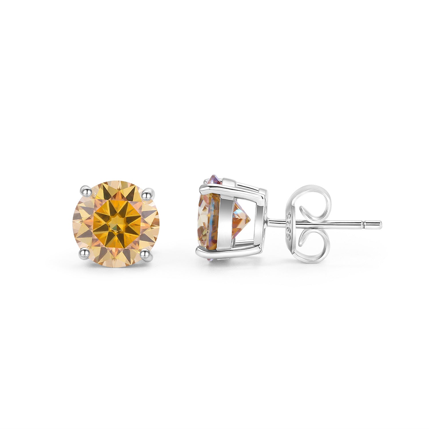 Sterling Silver Colorful Moissanite Stud Earrings