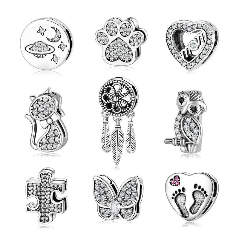 Paved sterling silver charms for DIY bracelet