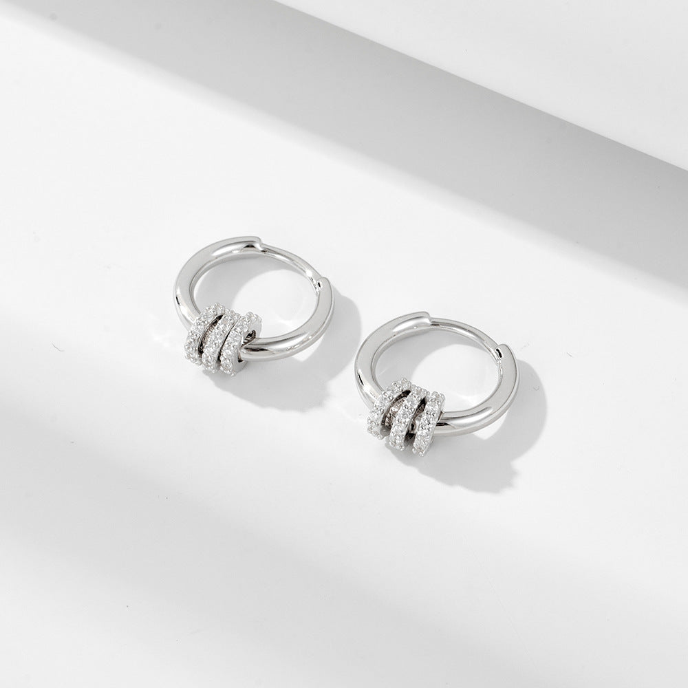 Sterling Silver Circle Charms Huggie Earrings