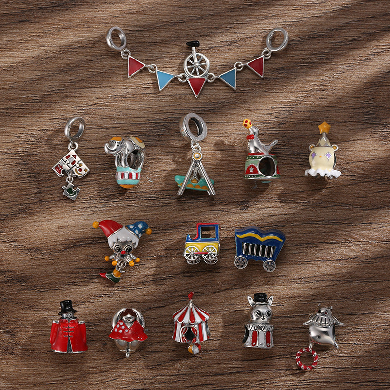Sterling Silver Circus Colorful Enamel Charms
