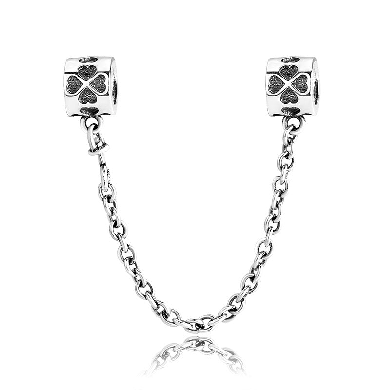 A sterling silver clovers design safety chain