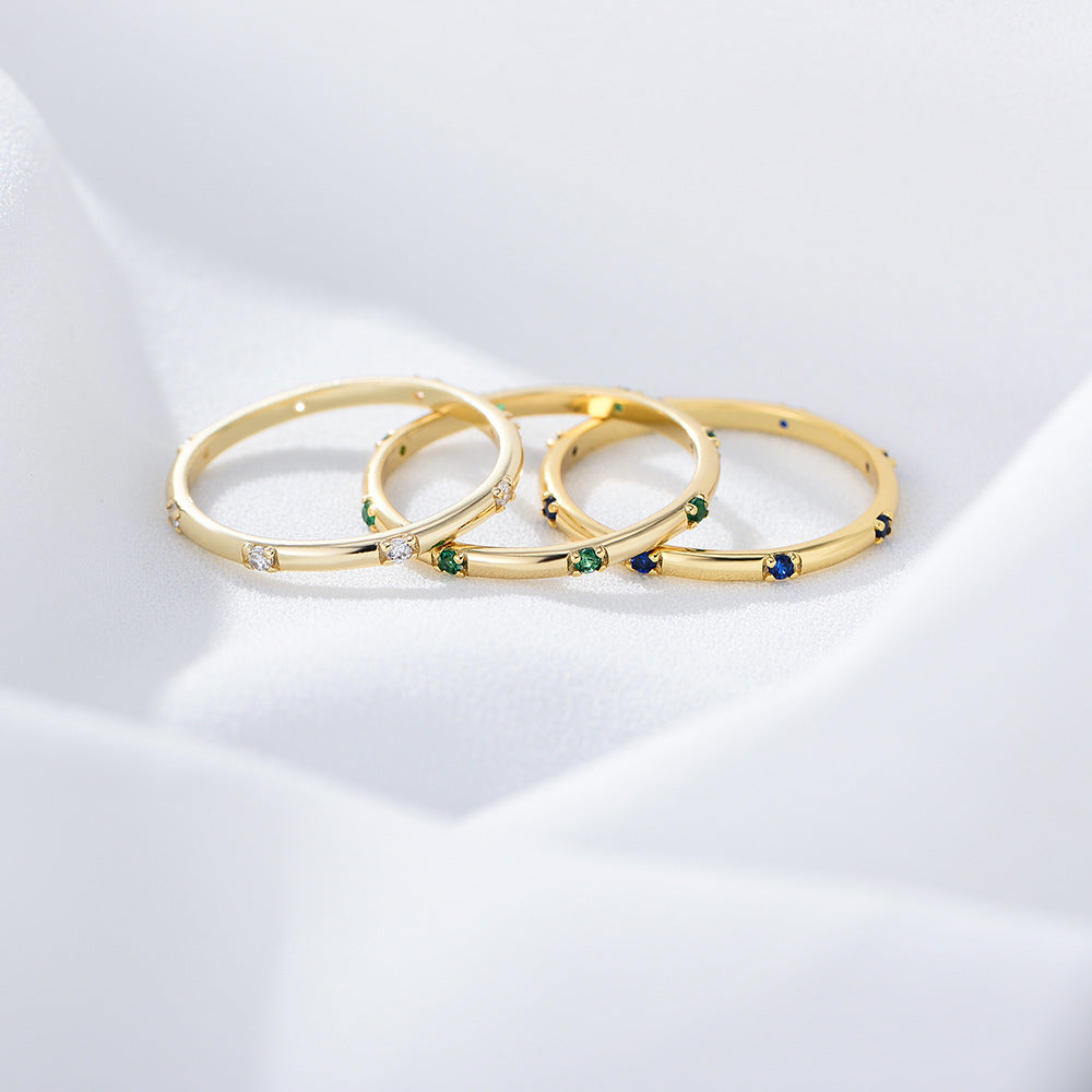 Sterling Silver Colorful Gemstone Stackable Rings