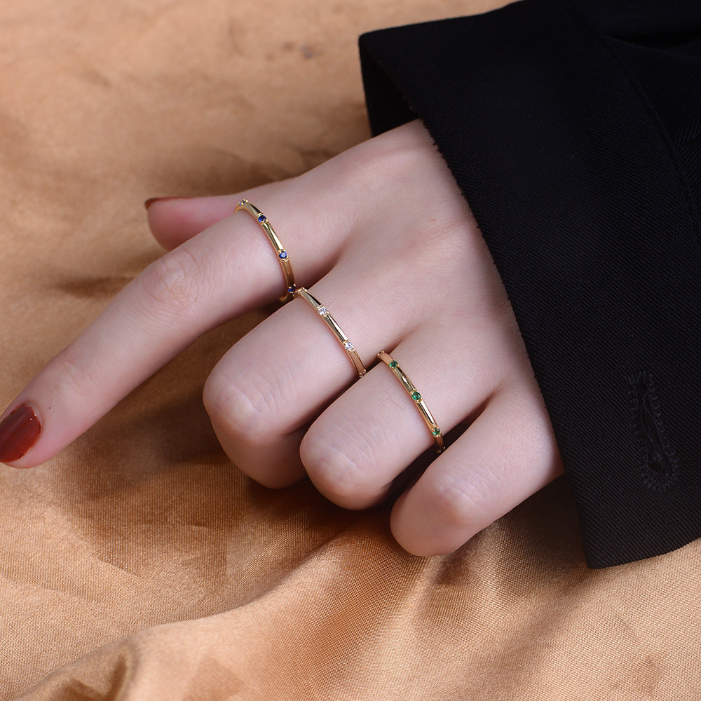 Sterling Silver Colorful Gemstone Stackable Rings