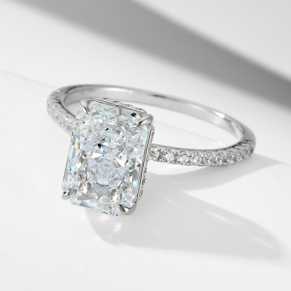 Sterling Silver Crushed Ice-Cut Bridal Ring Set