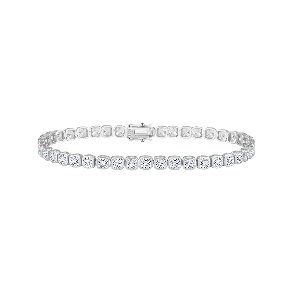Sterling Silver Cushion Tennis Bracelet