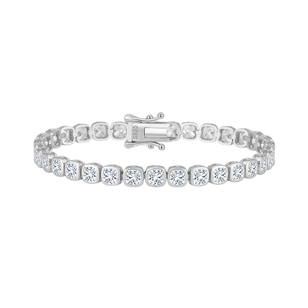 Sterling Silver Cushion Tennis Bracelet