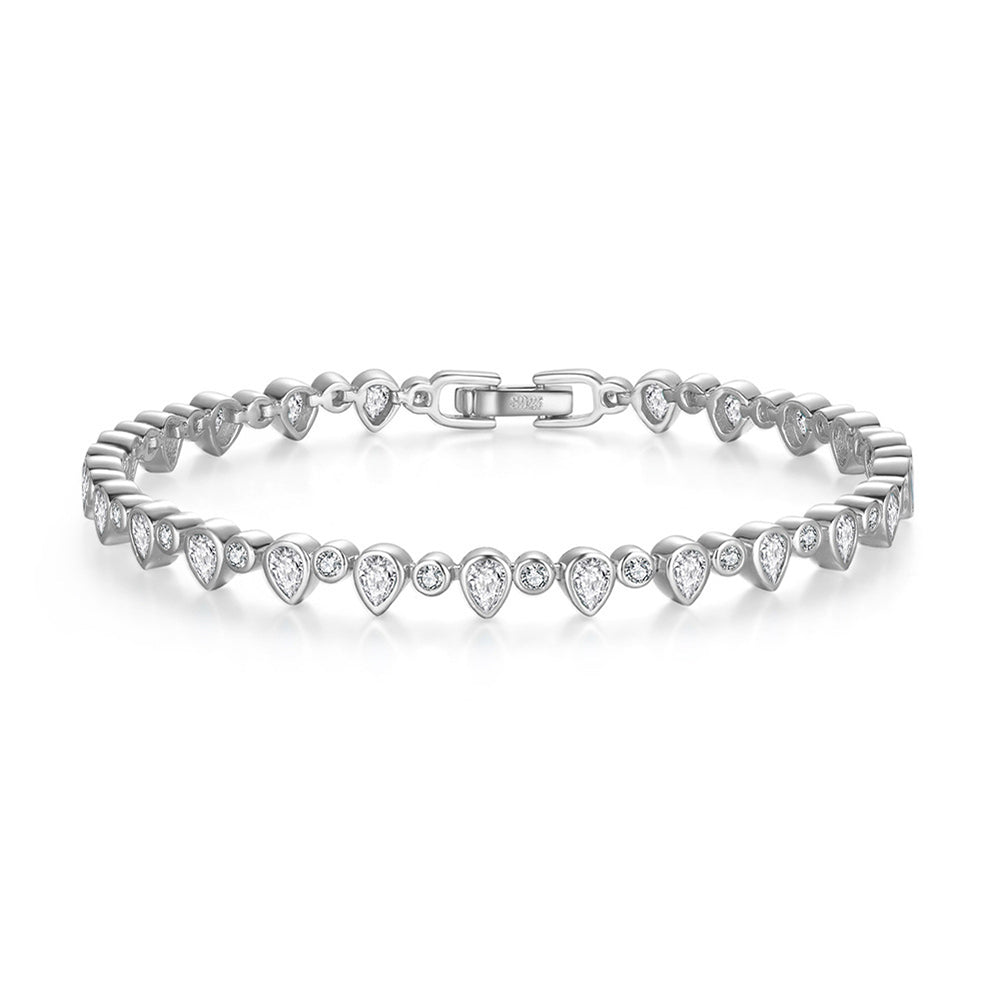 Sterling Silver Drop And Round Tennis Bracelet