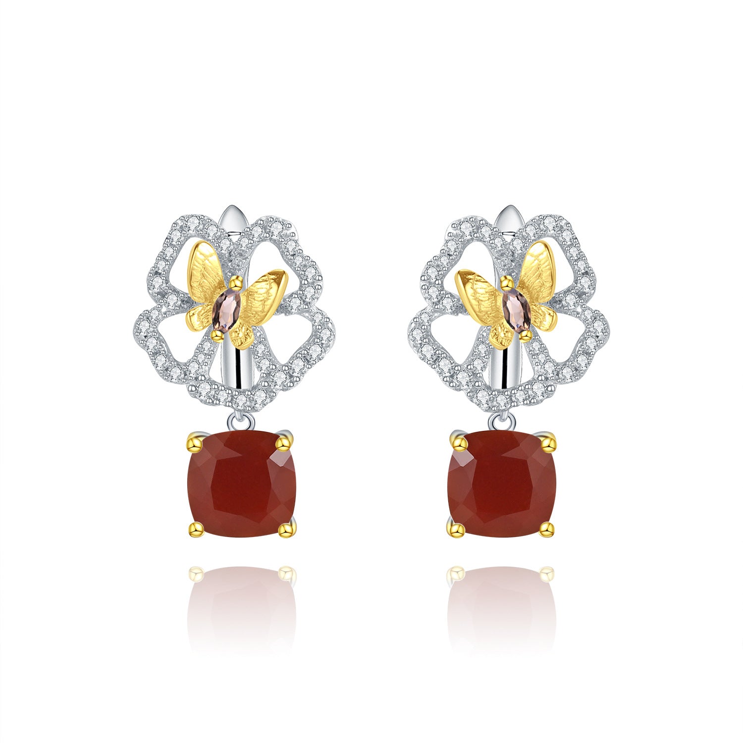 Sterling Silver Natural Gemstone Citrine Topaz Earrings