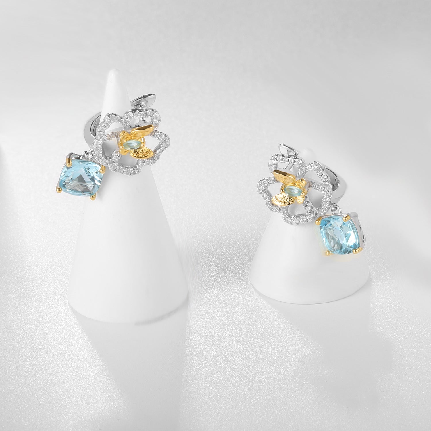 Sterling Silver Natural Gemstone Citrine Topaz Earrings