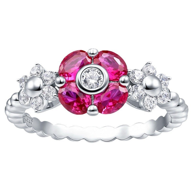 Sterling Silver Flower Petal Gemstone Ring