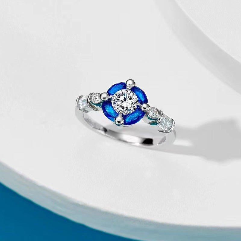 Sterling Silver Flower Petal Gemstone Ring