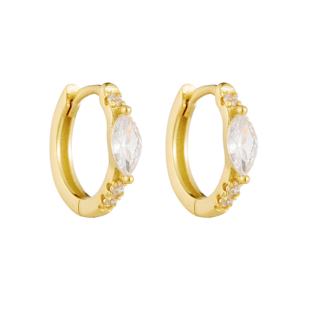 Sterling Silver Marquise Gemstone Huggie Earrings