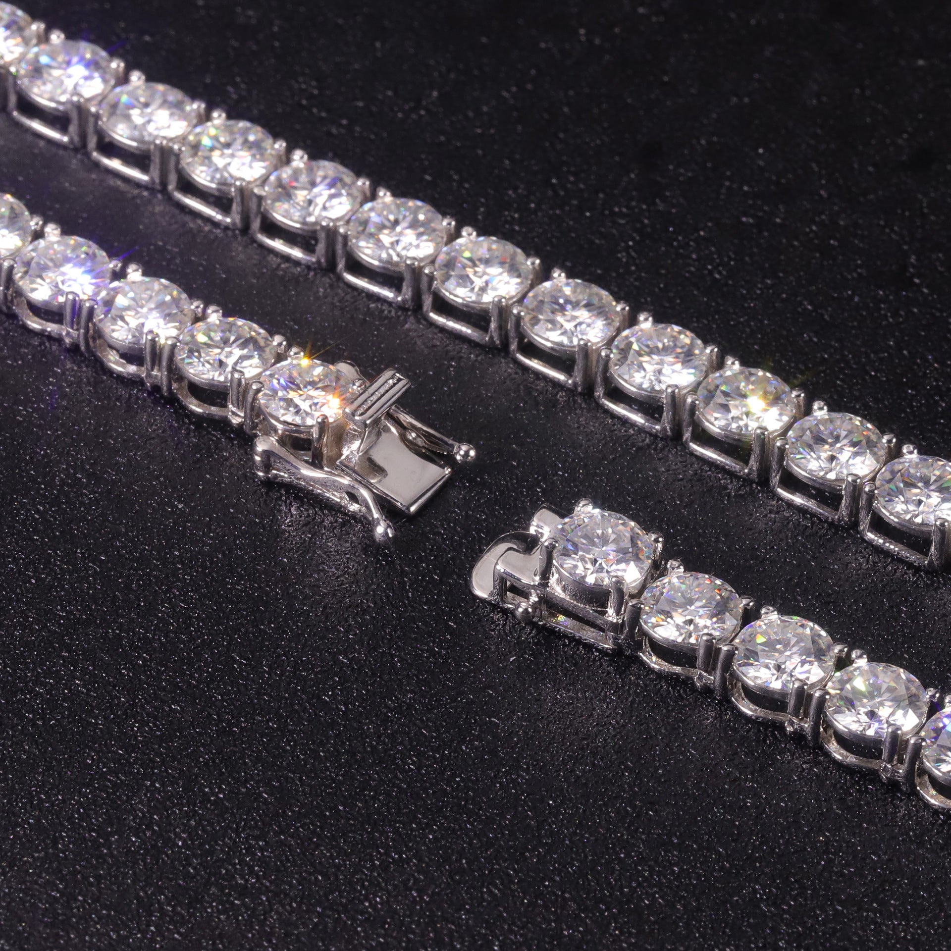 Sterling Silver Moissanite Tennis Necklace 2-6.5mm
